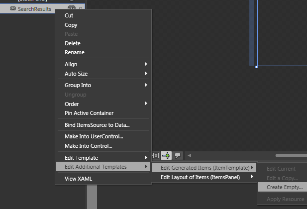 Edit Generated Items menu option Edit Generated Items menu option