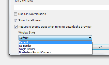 Window Style setting options